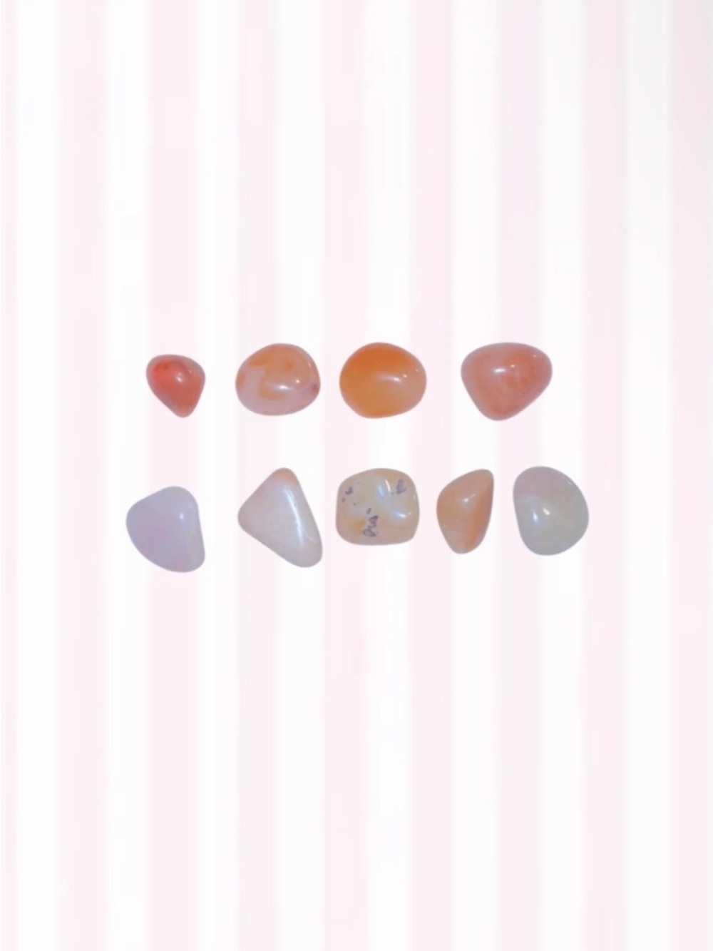 Tumbled Peach & White Agate Stones - Set of 9